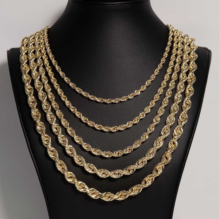 "Rope Chain Necklace Real 14K Yellow Gold All Sizes * Metal : Real 14K Yellow Gold (Properly Stamped, 14K) * Condition : Brand New * Finish : Polished * Average Weight :  24\" - 1.5mm: 2.37 grams (0.09 g/in) 24\" - 2.0mm: 3.41 grams (0.14 g/in) 24\" - 2.5mm: 3.69 grams (0.15 g/in) 24\" - 3.0mm: 4.97 grams (0.20 g/in) 24\" - 4.0mm: 6.64 grams (0.27 g/in) 24\" - 5.0mm: 11.03 grams (0.45 g/in) 24\" - 6.0mm: 13.53 grams (0.56 g/in) 24\" - 7.0mm: 18.30 grams (0.76 g/in) 24\" - 8.0mm: 23.25 grams(0.96 g/in) 24\" - 9.0mm: 31.62 grams (1.31 g/in) * Length : Selectable * Width : Selectable * Clasp/Bail : Lobster Lock All of our items are brand new and are shipped with a gift box." Gold Rope Chain Necklace, Round Shape, Elegant Rope Chain Jewelry In Cuban Link Style, Yellow Gold Necklaces With Cuban Link Rope Chain, Gold Plated Cuban Link Rope Chain Necklace, Yellow Gold Necklace With Cuban Link Rope Chain, 14k Gold Rope Chain Necklace For Anniversary, Yellow Gold Plated Jewelry With Rope Chain, Gold Plated Rope Chain Jewelry For Anniversary, Yellow Gold Rope Chain Jewelry For Anniversary