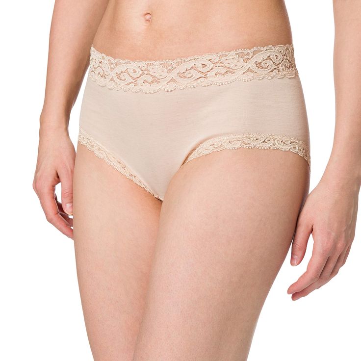 PRICES MAY VARY. Cotton brief featuring low cut legs and a high rise waist for full coverage, elasticized lace trim at waist and leg openings Full side and rear coverage Elegant Short Bottoms With Delicate Lace, Feminine Lace Trim Brief Bottoms, Elegant Lace Bottoms With Elastic Waistband, Elegant High-cut Leg Bottoms For Daywear, High Waist Lace Bottoms With Lace Trim, Delicate Lace Brief Bottoms For Daywear, High Waist Bottoms With Lace Trim For Daywear, High-waist Bottoms With Lace Trim, Feminine Beige Bottoms With Elastic Waistband