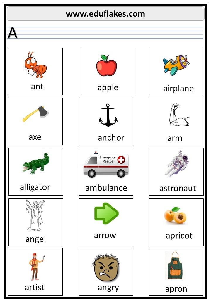 Kindergarten - Words starting with letter A Things That Begin With The Letter A, Letter A Words And Pictures, Things Start With Letter A, Alphabet Photos Letters Pictures, A Words For Preschool, Words That Start With A, Words With Letter A, Letter A Pictures, Words Starting With A