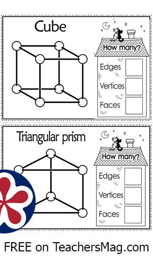 three different worksheets with the words cube and triangular prism