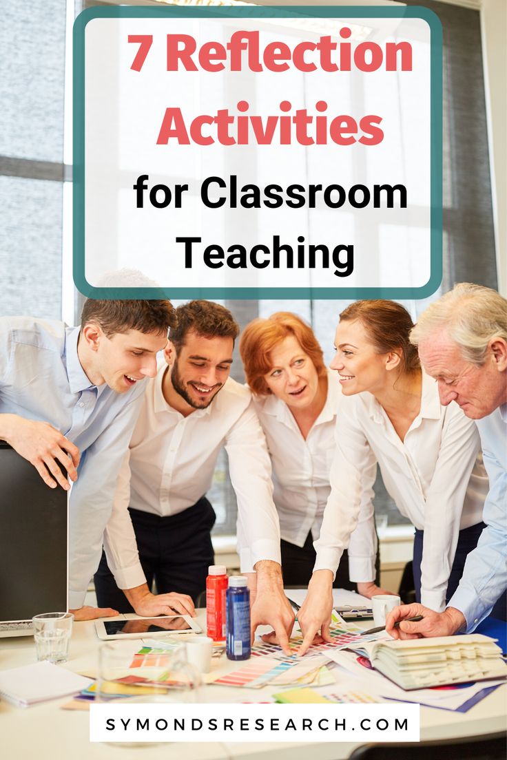 a group of people around a table with the words 7 reflection activities for classroom teaching