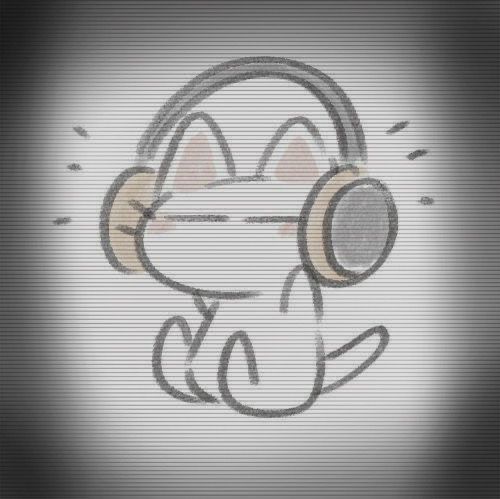 a cartoon character wearing headphones and listening to music