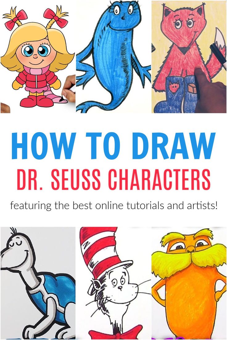 the book how to draw dr seuss characters with pictures of cats in the hat and other