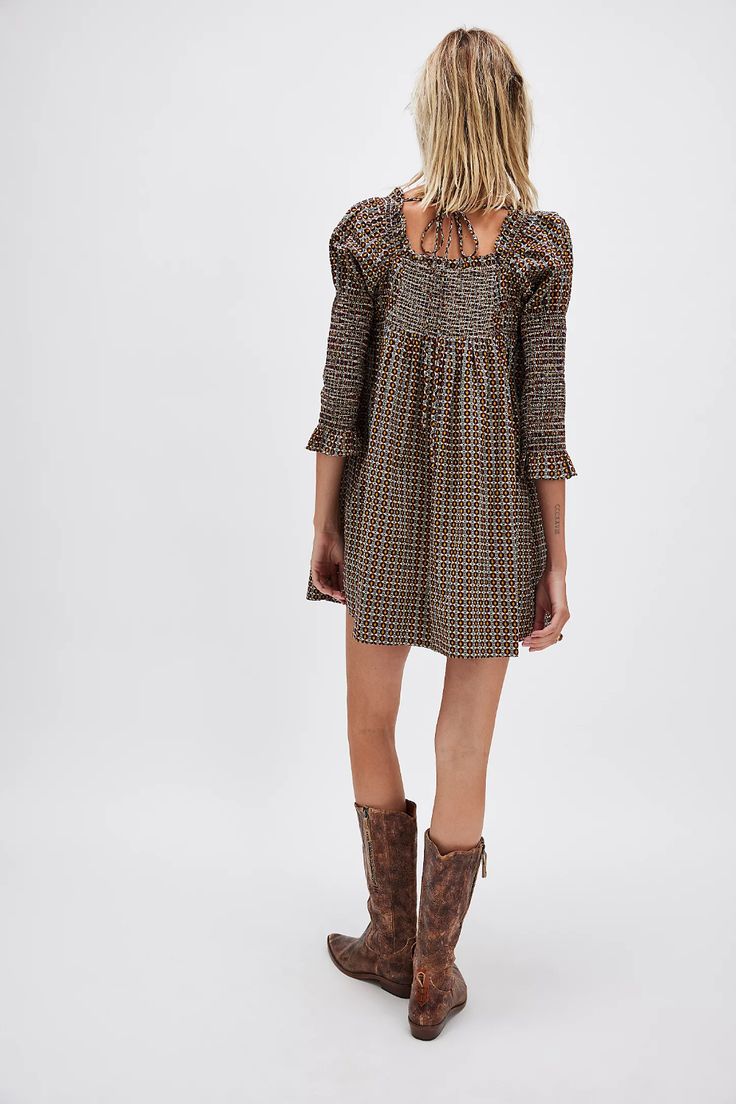 Star Dip Mini Dress | Free People Cotton Mini Dress With Balloon Sleeves, Billowy Cotton Dress For Fall, Cotton Puff Sleeve Mini Dress With Smocked Back, Knee-length Smock Dress For Fall, Casual Long Sleeve Cotton Puff Sleeve Dress, Daywear Puff Sleeve Mini Dress With Gathered Neckline, Fall Mini Dress With Smocked Bodice, Knee-length, Fall Knee-length Mini Dress With Smocked Bodice, Fall Puff Sleeve Dress With Ruffles