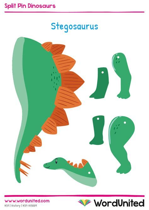 a green and orange dinosaur paper toy with the words stegossauruss on it