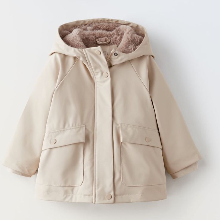 Size 5-6 Zara Outerwear With Fleece Lining For Fall, Beige Fleece-lined Outerwear For Spring, Spring Outerwear With Faux Fur Lining, Zara Beige Outerwear With Faux Fur Lining, Zara Spring Outerwear With Faux Fur Lining, Fall Outerwear With Plush Lining For Outdoor, Zara Outerwear With Faux Fur Lining For Cold Weather, Cream Outerwear With Detachable Hood For Fall, Casual Zara Outerwear With Faux Fur Lining