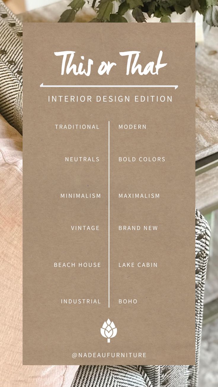 a sign that says, this or that interior design edition traditional modern neutrals bold colors minimalism