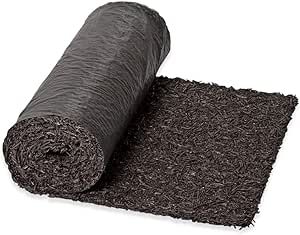 a roll of black carpet sitting on top of a white floor