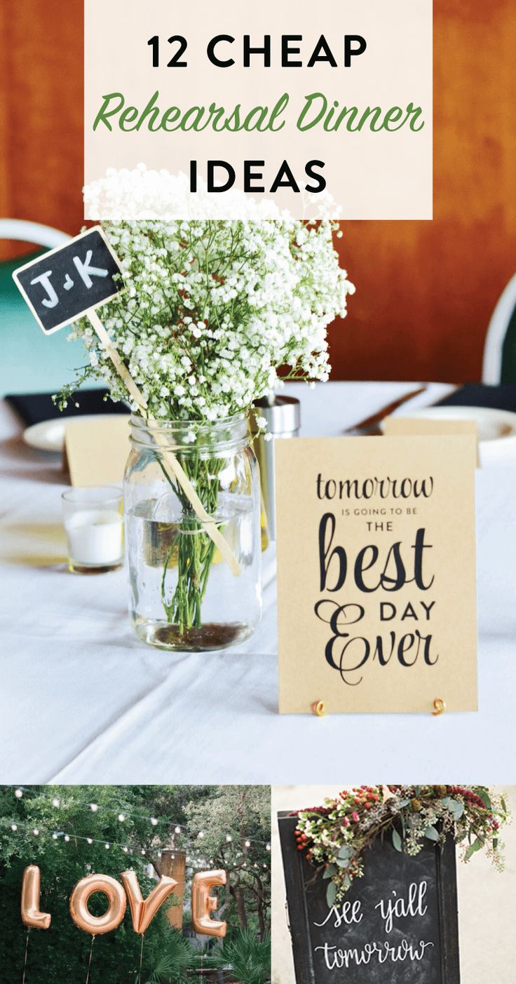 the table is set up with flowers and signs