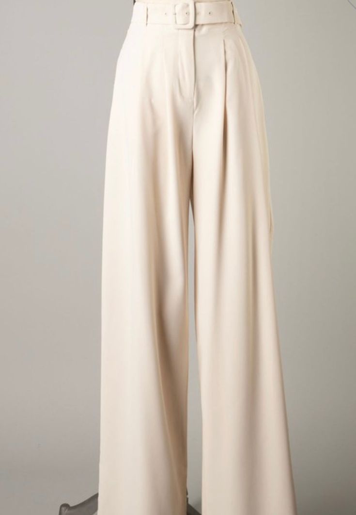 Solid palazzo pant with belt and front pockets. 100% Polyester ✔️ Style: Casual - Elegant ✔️ This piece is ideal for office, resort, vacation, cruising, brunch, birthday, anniversary, etc. 💛 Follow us on Facebook , Instagram and Pinterest. Return Policy Due to Covid-19 we will not be accepting returns or exchanges until further notice. Ivory Pants, Cotton Palazzo Pants, Business Clothes, Cute School Stationary, Palazzo Pant, Resort Vacation, Beige Pants, March 25, Light Academia