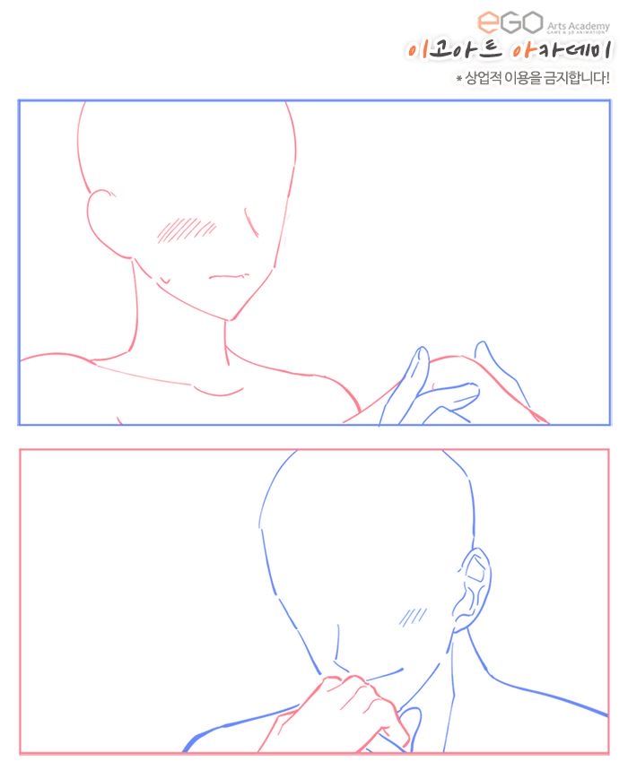 two different stages of drawing the head and neck