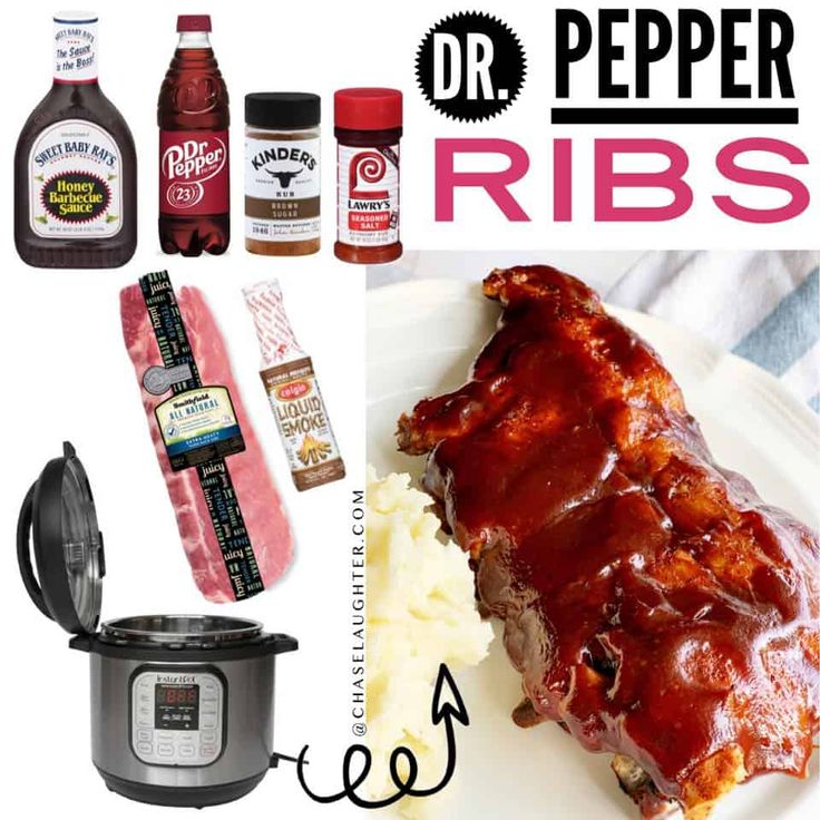 an image of ribs in the crock pot and other ingredients to make barbecue ribs