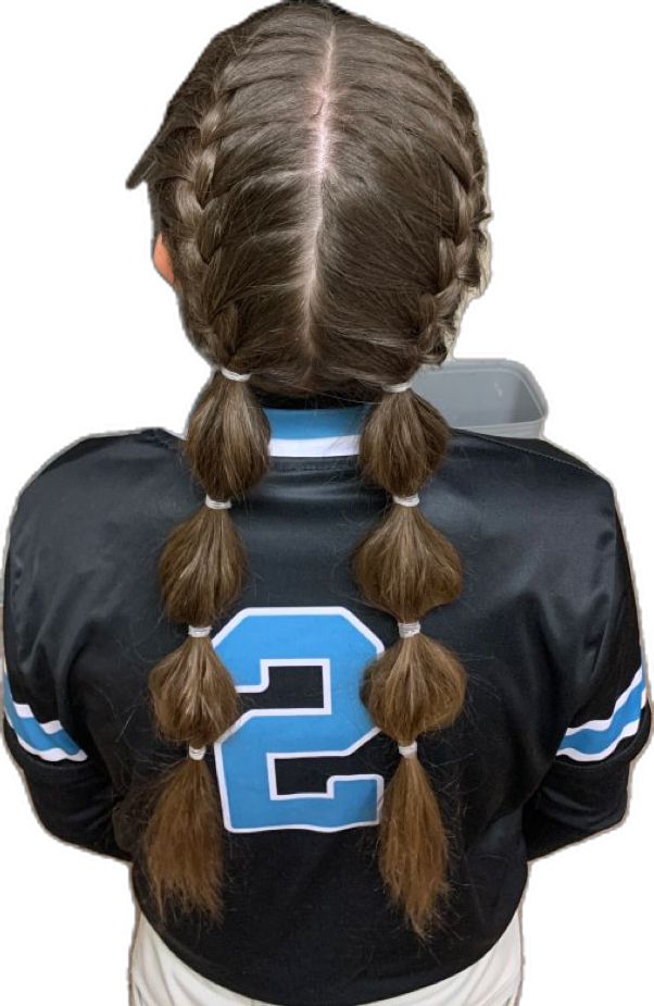 Bubble Braid Softball, Cute Volleyball Hairstyles, Cute Sporty Hairstyles, Soccer Hair, Bubble Braid, Basketball Hairstyles, Hairstyle Examples, Softball Hairstyles, Cheer Hair