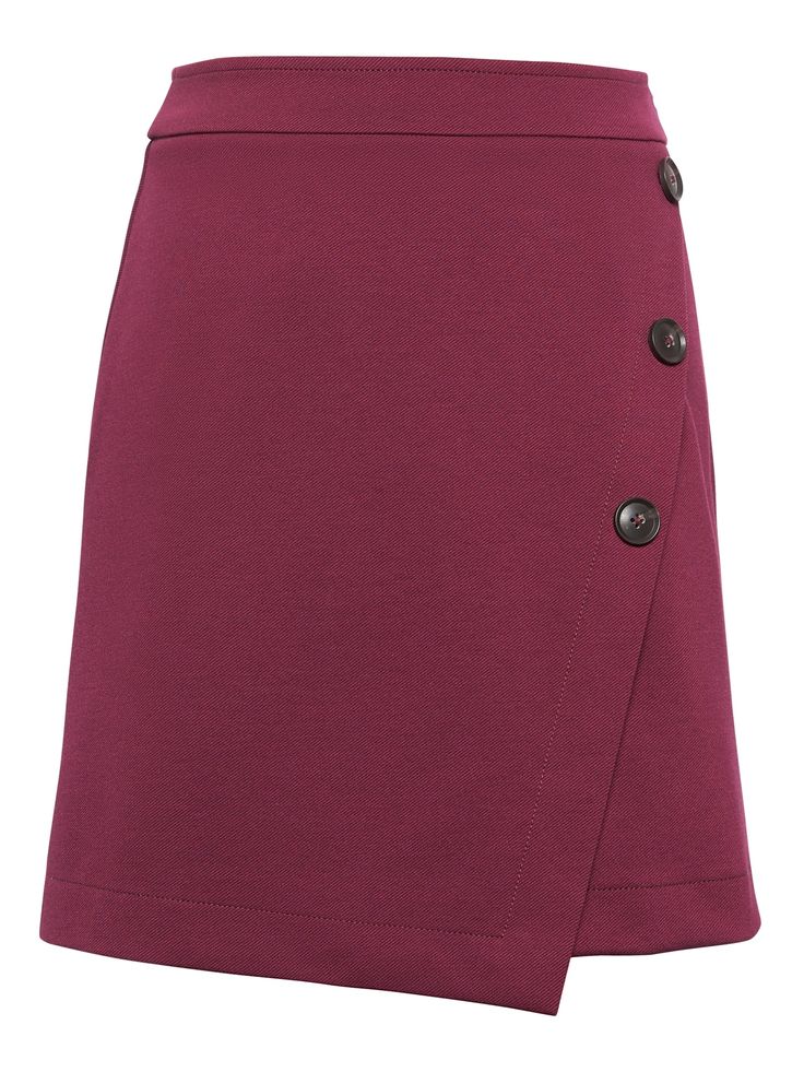 product Chic Fitted Mini Skirt With Side Buttons, Workwear Mini Skirt With Side Buttons, Mini Skirt With Side Buttons For Work, Chic Mini Skirt With Buttons And Relaxed Fit, Workwear Mini Skort With Button Closure, Buttoned Mini Skirt For Workwear, Elegant Short Wrap Skirt For Workwear, Elegant Short Length Wrap Skirt For Workwear, Elegant Workwear Skort With Buttons