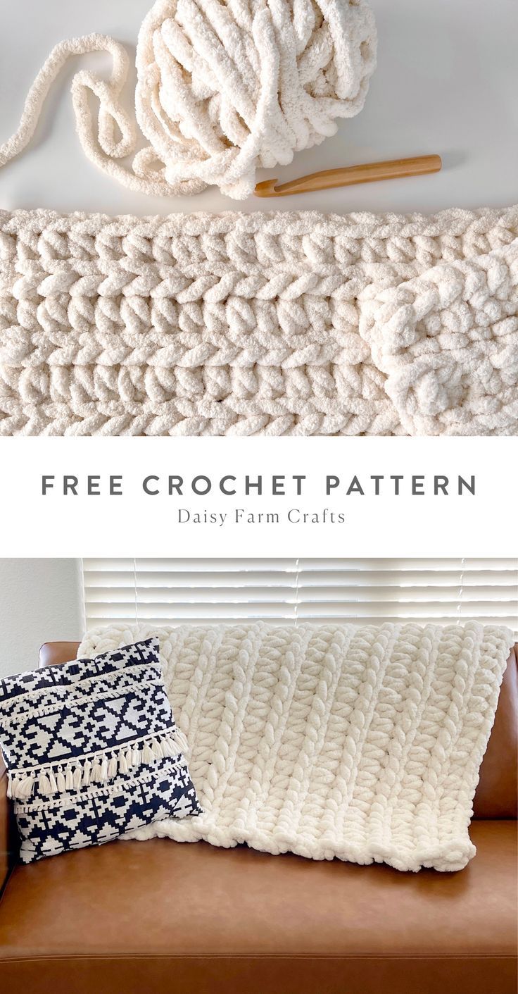 the crochet pattern is easy to make and looks great on any couch or chair