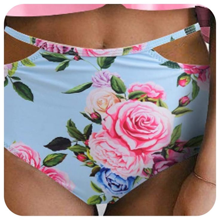 Tempt Me Shabby Chic Floral Wrap High Waist Bikini Bottoms, S - Nwt 85% Polyester | 15% Spandex Bin: 5 Summer Pink Rose Print Bottoms, Pink Rose Print Summer Bottoms, Pink Beachwear Bottoms For Brunch, Feminine Blue Bottoms For Summer, High Waisted Swim, Floral Wraps, Swim Bottoms, Womens Swim, Shabby Chic