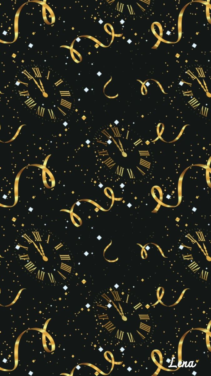 a black background with gold and white confetti on the bottom right corner is an abstract design