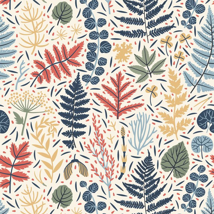 a pattern with leaves and berries on it