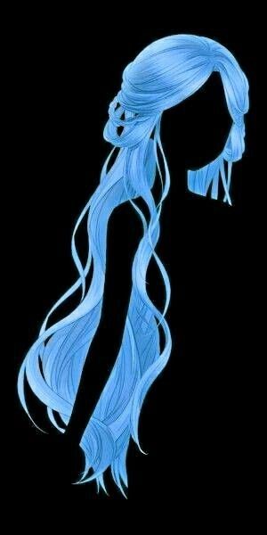 Female Hairstyles Drawing Long, Long Hair Drawing Reference Girl, Long Blue Hair Anime, Blue Mermaid Hair, Airy Hair, Silver Blue Hair, Long Hair Drawing, Hairstyles List, Light Blue Hair