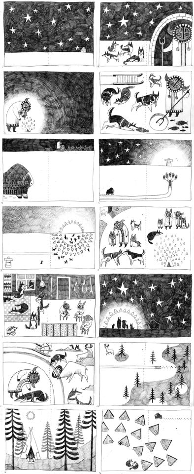 several different scenes in black and white