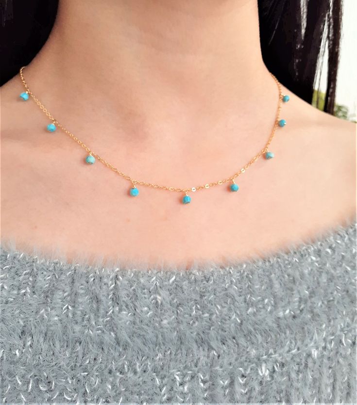 GSleeping Beauty Turquoise Drop Choker Necklace - Worn on Fuller House December Birthstone Necklace, Gemstone Choker, Make Fashion, Stone Wrapping, Jewelry Dainty, Necklace Design, Sleeping Beauty Turquoise, Turquoise Stones, Genuine Turquoise