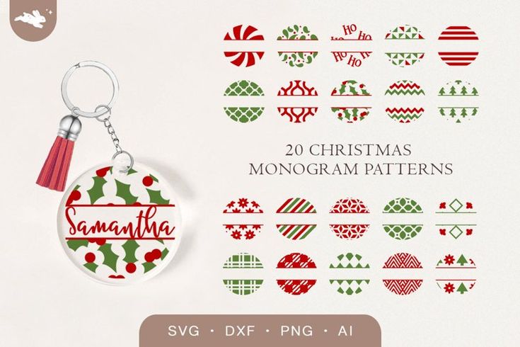 20 christmas monogramm patterns for svg and dxf - png