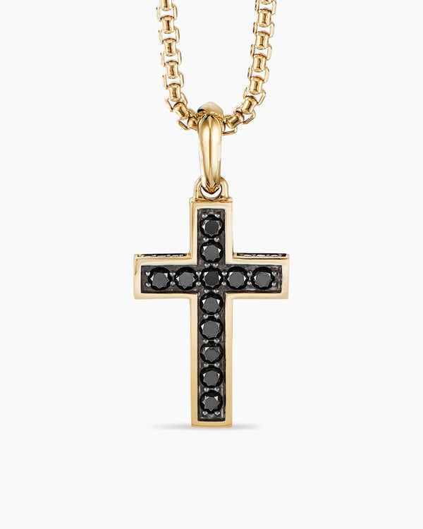 Streamline® Cross Pendant in 18K Yellow Gold with Black Diamonds, 28mm Classic Gold Jewelry With Black Diamonds, Classic Yellow Gold Jewelry With Black Diamonds, Luxury Black Diamond Jewelry, Luxury Black Cross Pendant Necklace, Modern Yellow Gold Jewelry With Black Diamonds, Yellow Gold Jewelry With Black Diamonds, Black Polished Jewelry For Everyday Luxury, Everyday Luxury Black Polished Jewelry, Luxury Yellow Gold Cross Pendant Jewelry