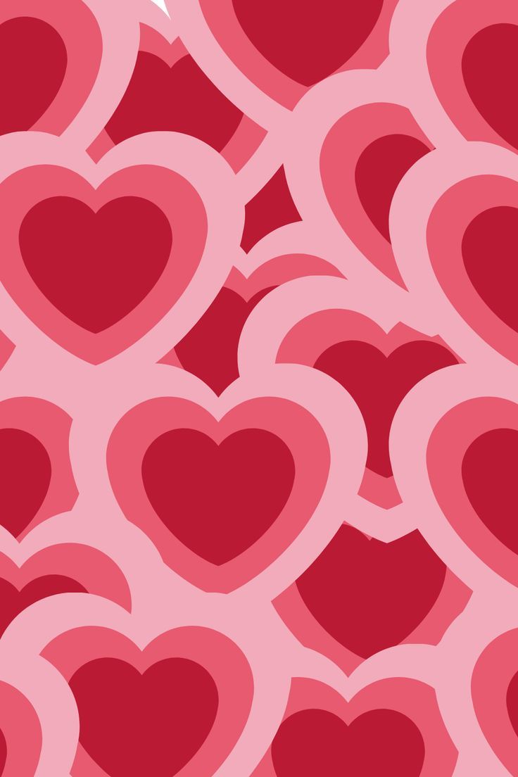 many red hearts are arranged in the shape of heart shapes on a pink and white background