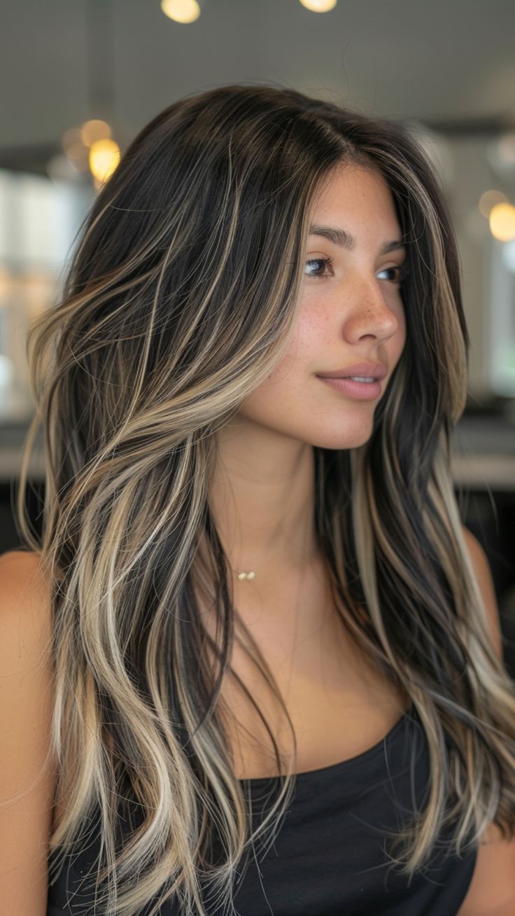 Discover a modern approach to enhance your dark hair with subtle balayage. Elevate your look with a touch of dimension and depth that beautifully complements your natural color. Whether you prefer soft highlights or gentle gradients, balayage offers a stunning solution for adding a fresh twist to black hair. Balayage Black, Soft Highlights, Balayage Caramel, Rambut Brunette, Black Hair Balayage, Subtle Balayage, Brunette Hair With Highlights, Balayage Hair Dark, Black Hair With Highlights