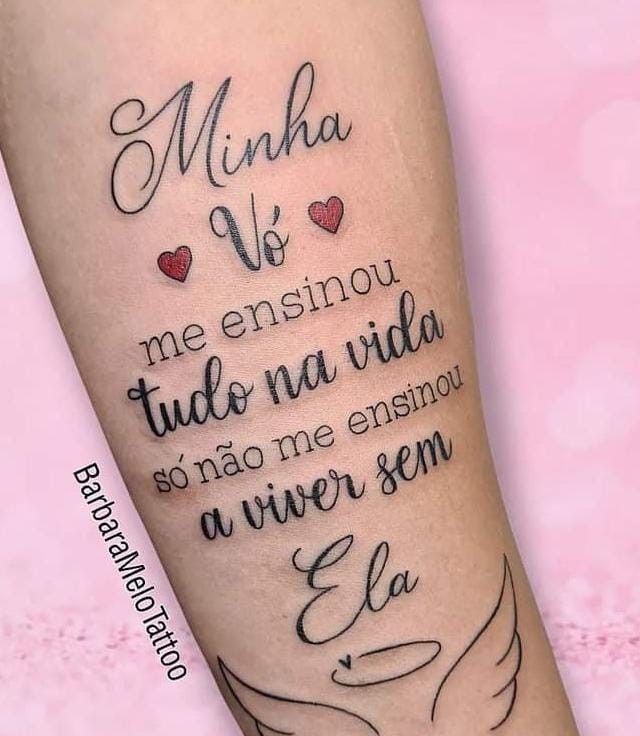 a woman's arm with a quote on it and hearts in the middle, surrounded by other words