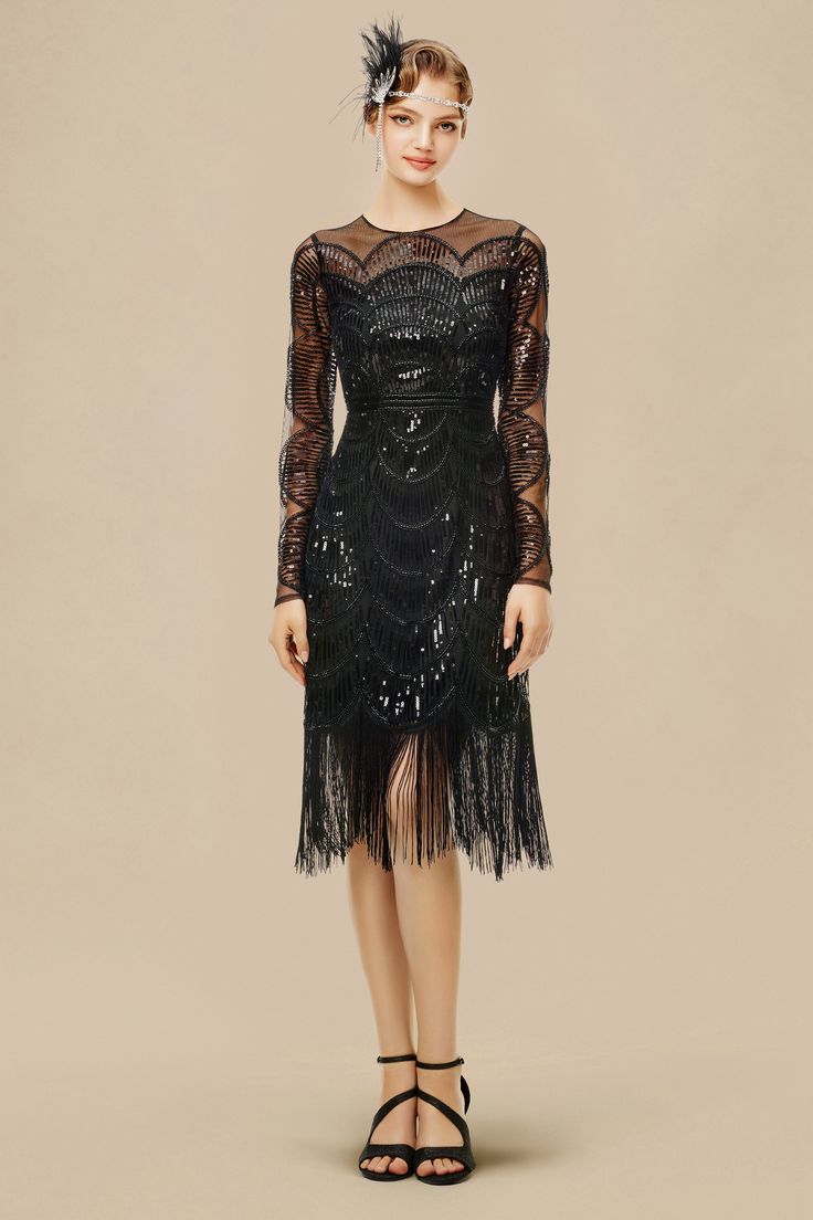 Shop 1920s Dresses - Art Deco Fringe Flapper Dress | BABEYOND Roaring 20s Dresses, Awakening Art, 20s Dresses, Great Gatsby Dresses, 1920s Dresses, Flapper Dresses, Fringe Flapper Dress, Gatsby Dress, Fringe Fashion