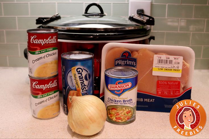 the ingredients needed to make this soup are displayed in front of an instant pressure cooker