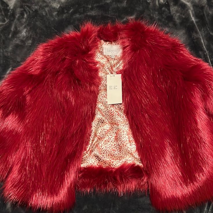 Never Worn Tags On Faux Fur Coat, So Much Fun Red Faux Fur Coat, Crushed Velvet Blazer, Sheer Jacket, Leopard Print Coat, Military Style Jackets, Paris Woman, Belted Jacket, Print Coat, Plaid Jacket