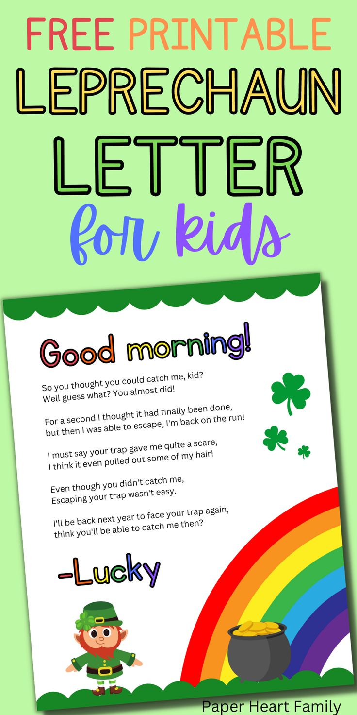 the free printable leprechaun letter for kids