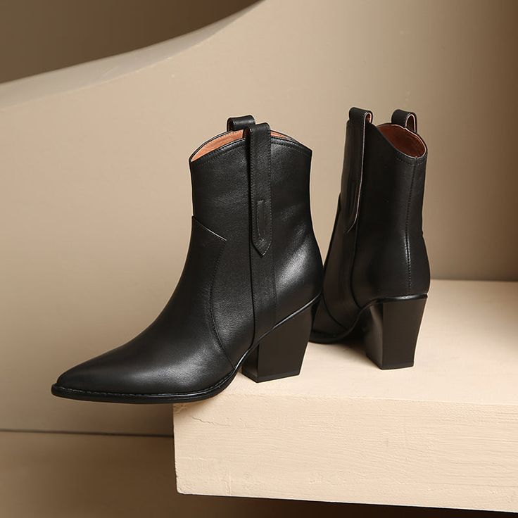 Step into winter sophistication with these smooth cow leather boots. The Pointed toe and 8cm heel are perfect pairings for any chic ensemble. Don't settle for less—experience luxury today. Fall Martin Boots With Reinforced Heel For Workwear, Classic Fall Boots With Block Heel, Classic Block Heel Boots For Fall, Classic Stacked Heel Boots For Fall, Classic Chelsea Boots With Sculpted Heel For Fall, Fall High Heeled Boots With Branded Heel Counter, Classic Mid-calf Boots With Sculpted Heel For Fall, High Heel Boots With Branded Heel Counter For Fall, Fall Workwear Heeled Boots With Sculpted Heel