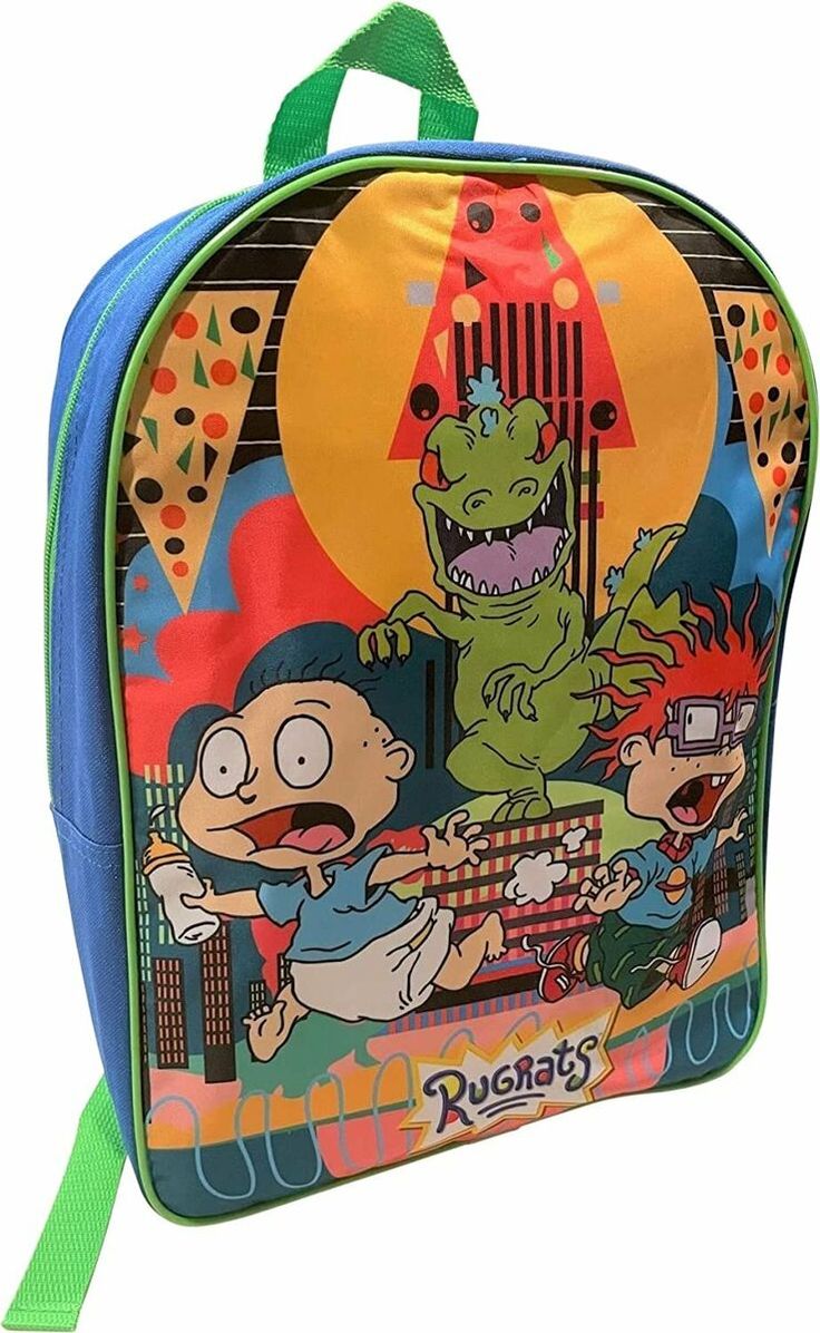 Rugrats Boy's 15" School Backpack (Blue-Green) | eBay Fun Rectangular Student Bag, Fun Green Standard Backpack, Fun Rectangular Backpack For End Of School Year, Fun Rectangular Backpack For Everyday Use, Rugrats Toys, Blue Backpack, School Backpack, Age 3, School Backpacks