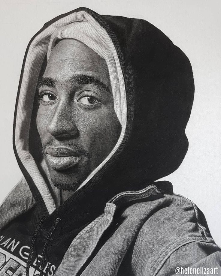 a drawing of a man with a hoodie on