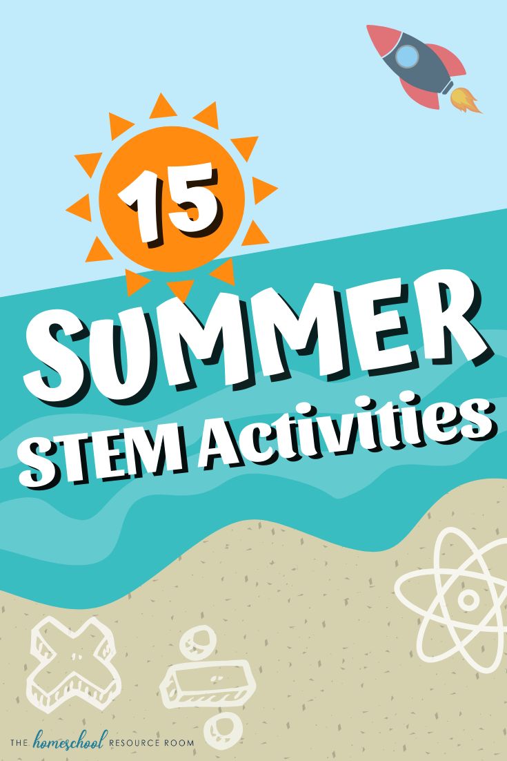 15 FUN Summer STEM Activities! - The Homeschool Resource Room Outside Stem Activities For Kids, Summer Camp Stem Activities For Kids, Summer School Stem Activities, Steam Summer Activities, Steam Summer Camp Ideas, Summer Steam Activities Elementary, Summer Steam Activities For Kids, Summer Activities For Middle Schoolers, Stem Camp Ideas