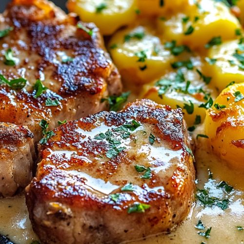 Cheesy Potatoes And Pork Chops, Garlic Butter Pork Chops With Cheesy Potato Bake, Garlic Butter Pork Bites, Pork Chops And Onions, Baked Pork Loin Chops, Garlic Butter Pork Chops, Sides For Pork Chops, Honey Glazed Pork Chops, Butter Pork Chops