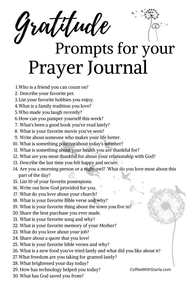 a prayer with the words, grateful for your prayer journal written in black and white