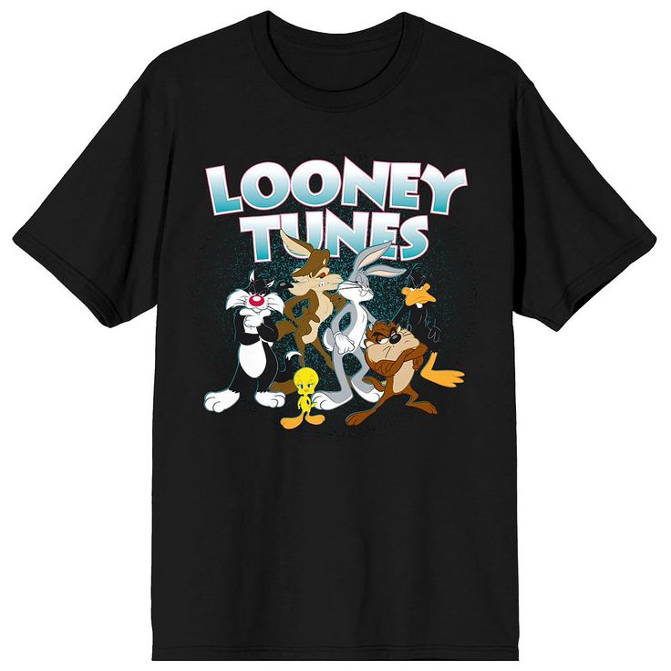 Classic Looney Tunes fans will love this graphic tee of the whole gang. Classic Looney Tunes fans will love this graphic tee of the whole gang. Crewneck Short sleevesFABRIC & CARE Cotton, polyester Machine wash Imported Color: Black. Gender: male. Age Group: adult. Material: Cotton Blend. Novelty Fan Merchandise T-shirt With Letter Print, Graphic Tee For Fan Conventions, Novelty Black T-shirt With Character Print, Retro Black T-shirt With Cartoon Print, Fan Apparel T-shirt With Cartoon Print For Conventions, Fan Apparel T-shirt With Cartoon Print, Cartoon Print T-shirt For Fan Conventions, Funny Fan Merchandise T-shirt With Front Print, Band Merch T-shirt With Character Print