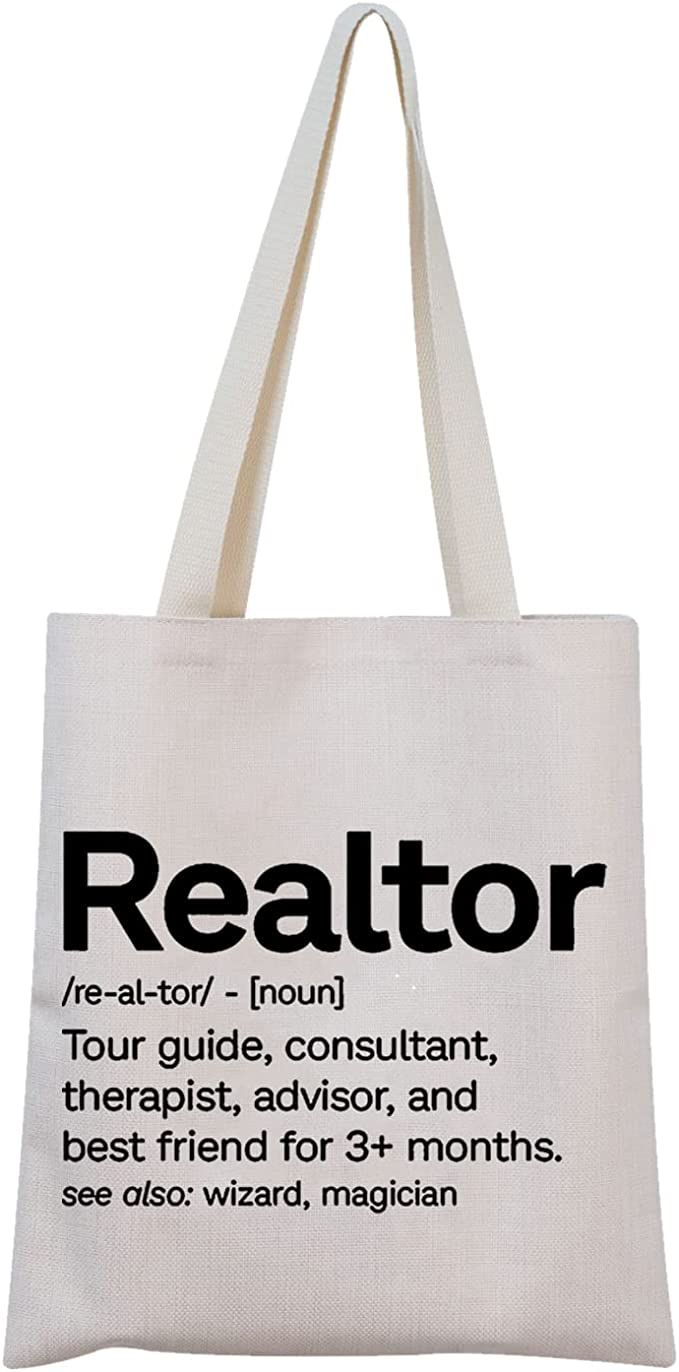 a tote bag with the words realtor printed on it