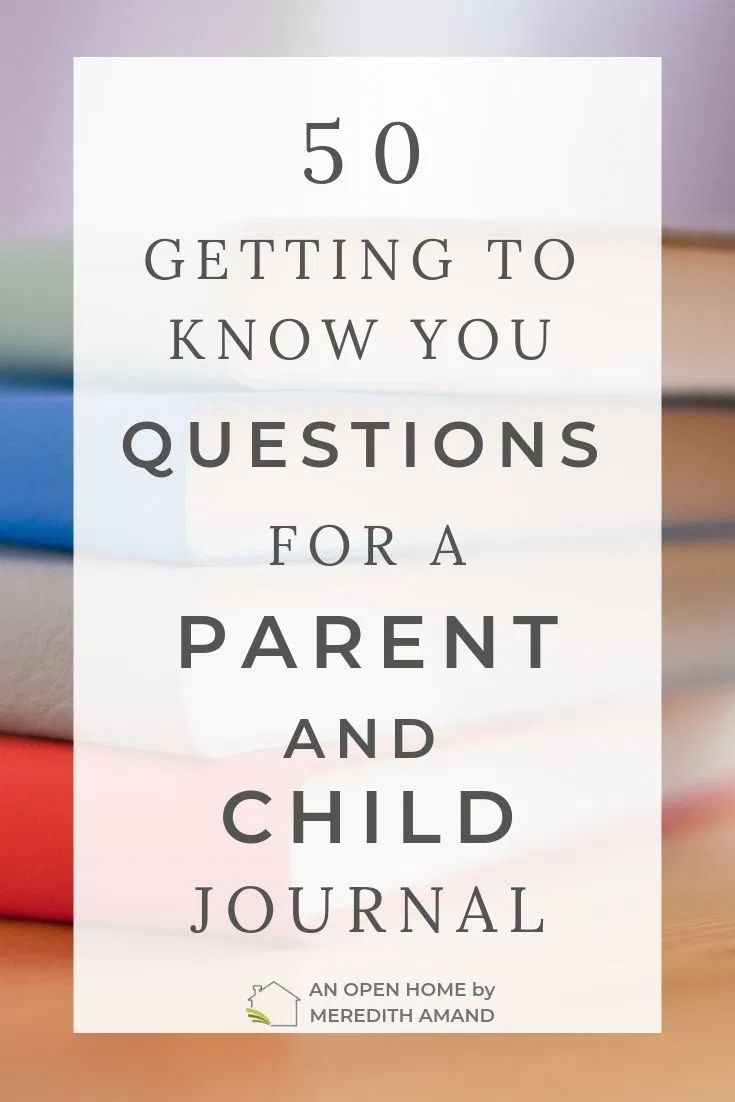 books stacked on top of each other with the words 50 getting to know you questions for a parent and child journal