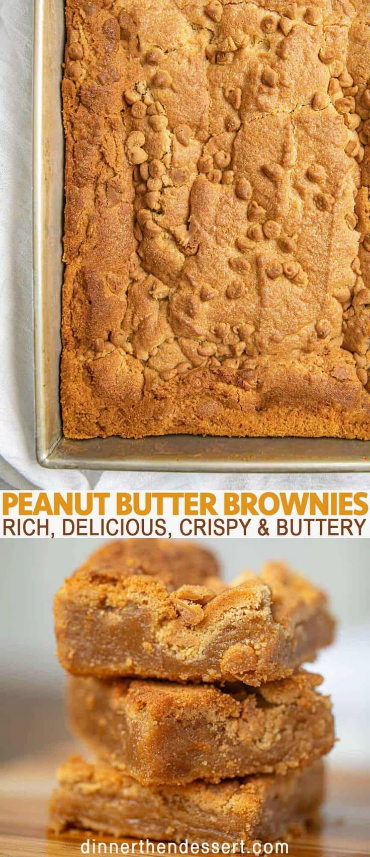 peanut butter brownies are stacked on top of each other and ready to be baked