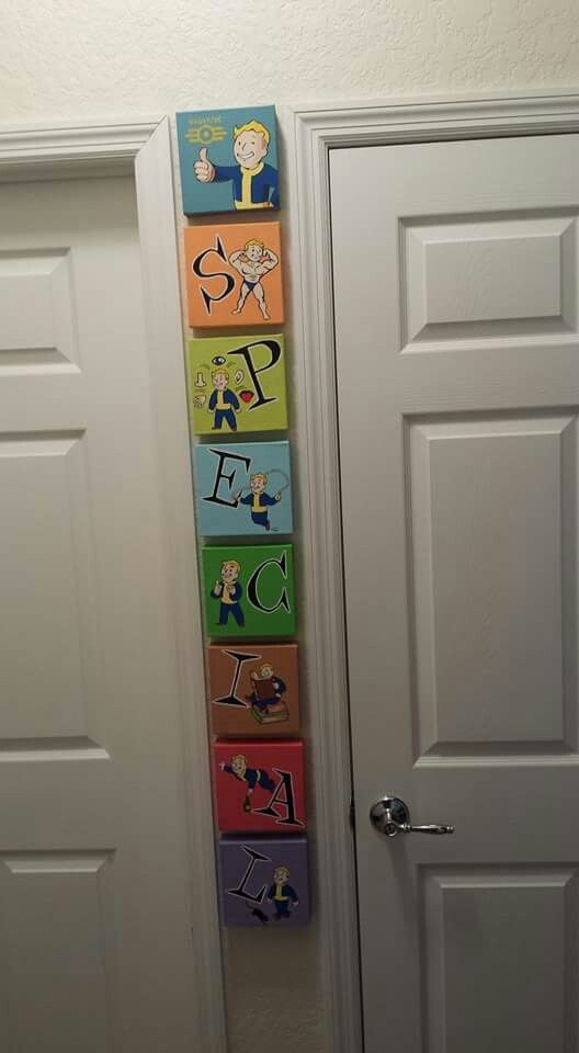 the door is open and there are many colorful blocks hanging on the side of the door