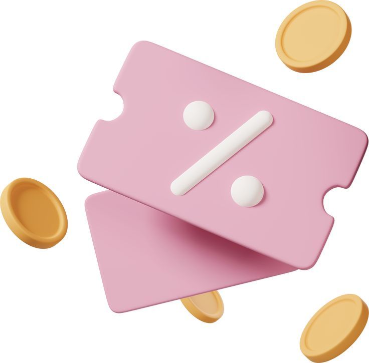 two pieces of pink and yellow plastic with white dots on them, next to some gold coins