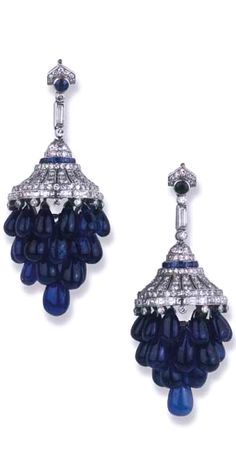 Bijoux Art Deco, Sapphire And Diamond Earrings, Sapphire Band, Jeweled Earrings, Large Image, Blue Stones, Deco Jewelry, Fabulous Jewelry, Blue Jewelry