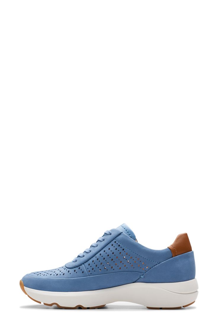 Shaped from buttery nubuck, this lightweight sneaker was built for comfort with breezy perforations, a shock-absorbing sole and Contour Cushion footbed. Lace-up style Removable insole Leather upper and lining/rubber sole Imported Lightweight Sneakers, Up Styles, Womens Sneakers, Leather Upper, Nordstrom, Lace Up, Sneakers, Blue, Leather