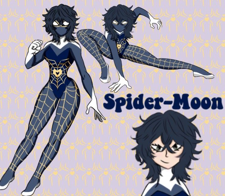 the spider - moon character is posing in different poses