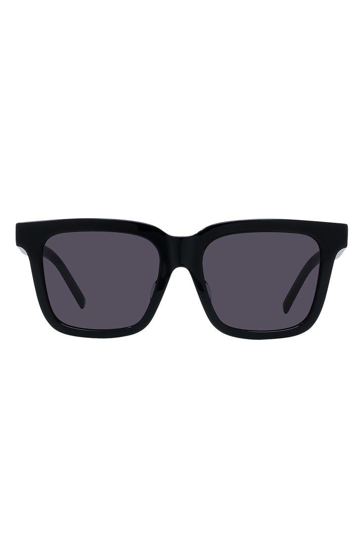 Sleek rectangular frames add a retro vibe to these bold sunglasses designed with logo-embellished temples. 53mm lens width; 17mm bridge width; 140mm temple length 100% UV protection CR-39 lenses Acetate Imported Classic Black Shield Sunglasses With Square Frame, Classic Black Square Frame Shield Sunglasses, Everyday Shield Sunglasses With Tinted Square Frame, Everyday Square Frame Shield Sunglasses With Tinted Lenses, Matte Black Sunglasses With Tinted Square Frame, Sleek Wayfarer Sunglasses With Tinted Lenses, Matte Black Square Frame Sunglasses With Tinted Lenses, Sleek Shield Sunglasses With Tinted Lenses In Wayfarer Style, Sleek Wayfarer Shield Sunglasses With Tinted Lenses